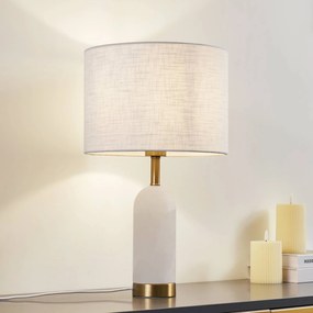 Lampada da tavolo Lindby alabastro, bianco/oro, Ø 30 cm, marmo, E27