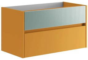 Mobile da bagno sospeso sotto lavabo L 89.5 x H 50 x P 45.5 cm beige laccato opaco, 2 cassetti Niwa