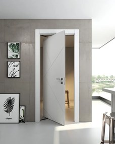 Porta interna rototraslante Venezia25 in legno di abete laccato colore bianco, L 70 x H 210 cm, apertura a sinistra