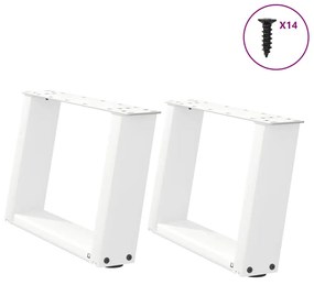 Gambe Tavolino Da Caffè A U 2 Pz Bianco 40x(30-31)cm İn Acciaio /