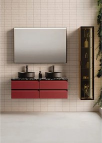 Mobile da bagno sospeso sotto lavabo L 59.5 x H 40 x P 45.5 cm bordeaux laccato opaco, 2 cassetti Fusion