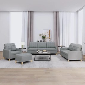 Set Di Divani 4 Pz Con Cuscini Grigio Chiaro İn Tessuto /
