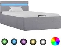 Letto Idraulico Contenitore LED Grigio Chiaro Tessuto 90x200cm cod mxl 61375