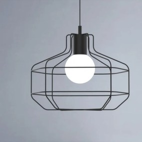 Lampadario Moderno Wire nero paralume bianco E27 MILOOX