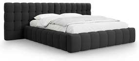 Letto matrimoniale imbottito nero con spazio contenitivo e rete 200x200 cm Mamaia - Micadoni Home