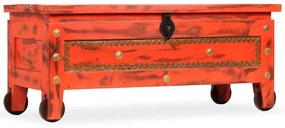 Cassapanca İn Legno Massello Di Mango 101x39x42 Cm Rosso /