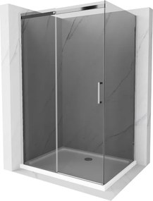 Mexen Omega cabina doccia scorrevole 100 x 90 cm, grafite, cromo + piatto Flat, bianco - 825-100-090-01-40-4010