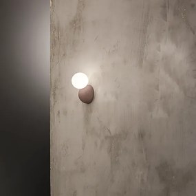 Applique ROCK 12 cm in cemento Rosso e vetro soffiato satinato