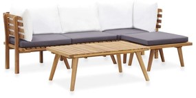 Set divani da giardino 5 pz in legno massello di acacia