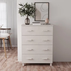 Credenza Hamar Bianca 79x40x103,5 Cm İn Legno Massello Di Pino /