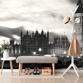 Carta da parati – Big Ben notturno in bianco e nero a Londra