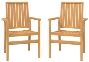 Sedie da giardino impilabili 2 pz 56,5x57,5x91 cm massello teak