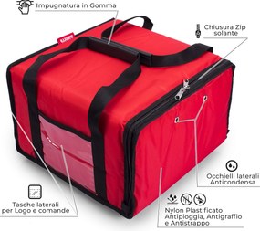 Borsa Termica Porta Pizze da Asporto 6 Cartoni Safemi Express 6 Rossa...