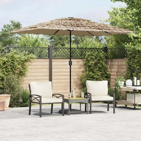 Ombrellone Giardino Led E Palo İn Acciaio Marrone 300x200x250cm /