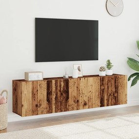 Mobili Tv A Parete 2pz Legno Antico 80x30x41 Cm /