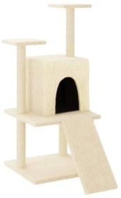 Albero per gatti con tiragraffi in sisal crema 110 cm