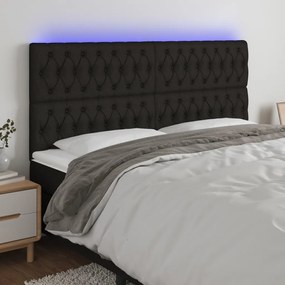 Testiera A Led Nera 180x7x118/128 Cm İn Tessuto /