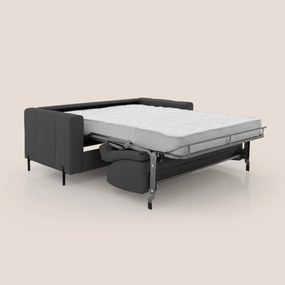 Ortensia divano letto materasso H18 cm con piedi alti in elegante microfibra smacchiabile T11 nero