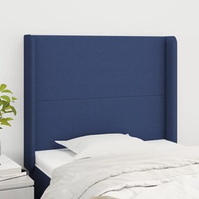 Testiera Ad Orecchio Blu 103x16x118/128 Cm İn Tessuto /