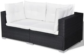 Set Divani da Giardino 10 pz con Cuscini in Polyrattan Nero