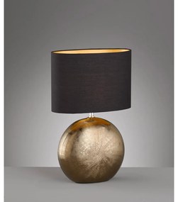 Lampada da tavolo nera/color bronzo in ceramica con paralume in tessuto (altezza 53 cm) Foro – Fischer &amp; Honsel