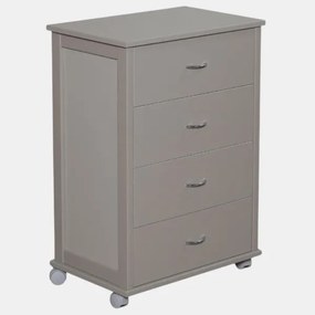 Cassettiera con ruote ICON 58X83h cm in Legno di Faggio a 4 Cassetti Laccato Tortora