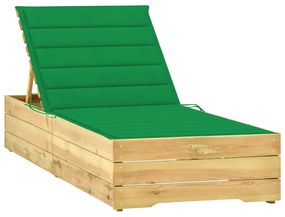 Lettino Da Giardino Con Cuscino Verde Legno Di Pino Impregnato /
