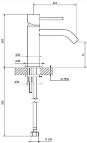 Miscelatore monocomando lavabo con scarico click clack nero opaco JABIL 25