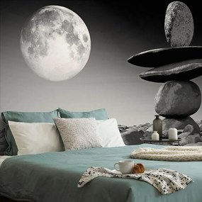 Carta da parati – Pietre in luce lunare in bianco e nero