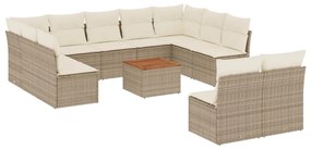 Set divani da giardino 12 pz con cuscini beige in polyrattan