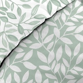 Set copripiumino e federa bianco/verde in microfibra per letto matrimoniale ed esteso 240x220 cm Sequoia – douceur d'intérieur