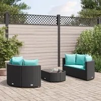 Set Divani da Giardino 5 pz con Cuscini in Polyrattan Nero 3308444