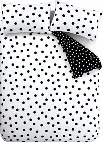Set copripiumino e federa bianco e nero per letto matrimoniale 3 pezzi 200x200 cm Polka Dot – Catherine Lansfield