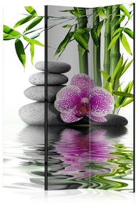 Paravento Calm orchid (3-parti) - pietre zen in mezzo alla natura