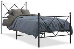 Giroletto con testiera e pediera metallo nero 80x200 cm