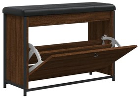Panca portascarpe cassetto ribaltabile rovere marrone 82x32x56