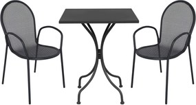 ROMANUS - set tavolo in metallo cm 60 x 60 x 72 h con 2 poltrone Maris