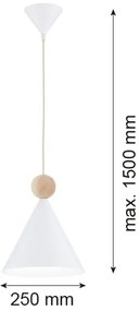 Argon 8629 - Lampadario a sospensione con filo KEGEL 1xE27/15W/230V bianco