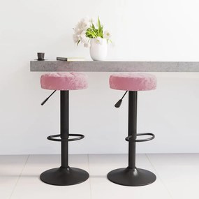Sgabelli Da Bar 2 Pz Rosa İn Velluto /