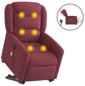 Poltrona Alzapersona Massaggiante Elettrica Rosso Vino Tessuto /
