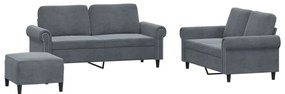Set di divani 3 pz con cuscini grigio scuro in velluto