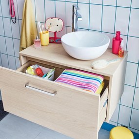 Lavabo da appoggio SENSEA tondo piletta inclusa in ceramica bianco lucido piletta inclusa