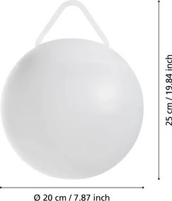 Eglo 75815 - Lampada esterna LED RGB dimmerabile POGGIOBELLO LED/2600 mAh IP44 bianca + telecomando