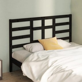 Testiera Per Letto Nera 166x4x104 Cm İn Legno Massello Di Pino /