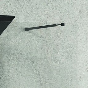 Kamalu - Walk-in doccia 140cm con staffe nere vetro trasparente KW3000N