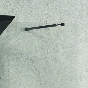 Kamalu - Walk-in doccia 140cm con staffe nere vetro trasparente KW3000N