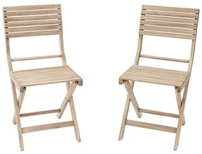 Sedia da giardino senza cuscino Solis NATERIAL pieghevole in legno con seduta in acacia marrone, set da 2 pezzi