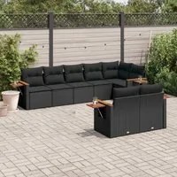 Set Divani da Giardino con Cuscini 8 pz Nero in Polyrattan 3226986