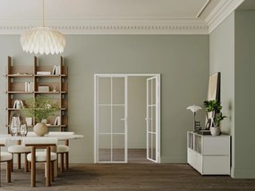 Blocco porta reversibile a due battenti 2 x H204 x L73 cm in Alluminio e Vetro temperato Bianco  - SEROTO