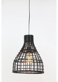 Lampada da soffitto nera con paralume in rattan ø 34 cm Puerto - Light &amp; Living